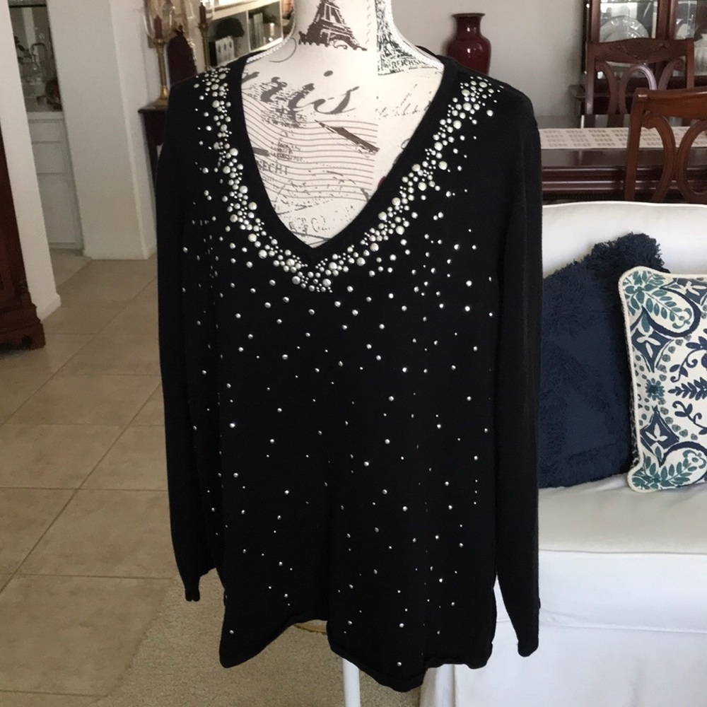 Stunning black silver studded top by Verve Ami